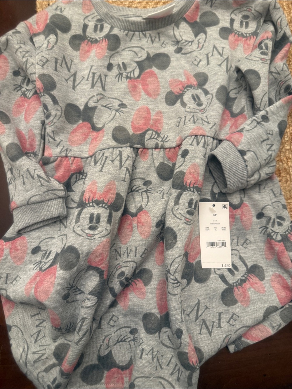 Disney Gray & Pink Minnie Mouse Pullover Dress
